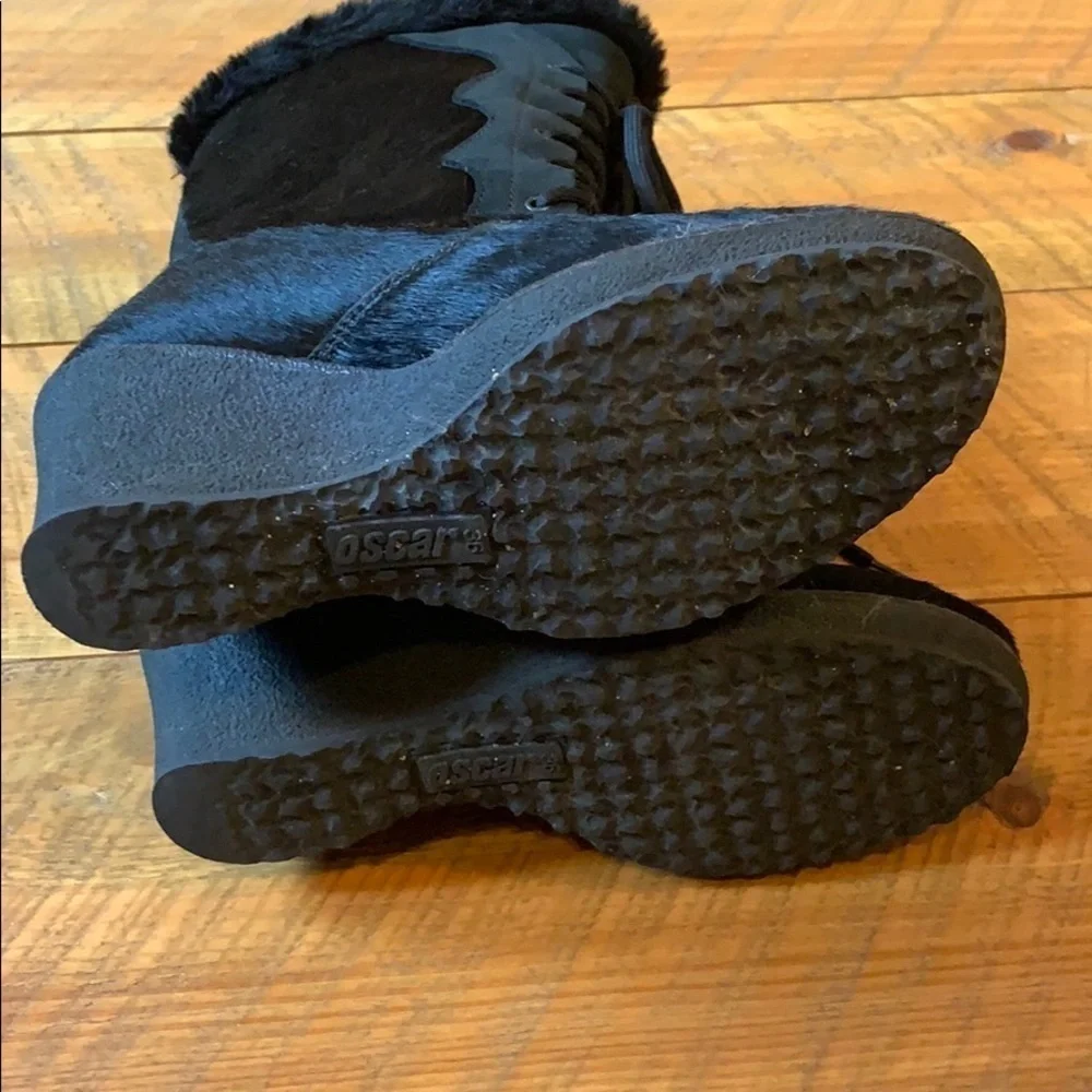 Oscar Sport black fur winter / snow boots with wedge heel Size 6